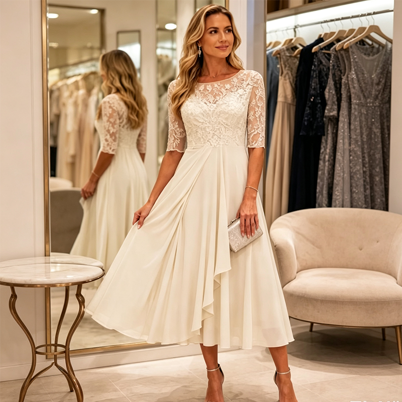 💖 Elegant Embroidered Cocktail Flowy Dress