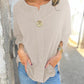 Women's Simple Loose-Fit Top with Rolled Sleeves