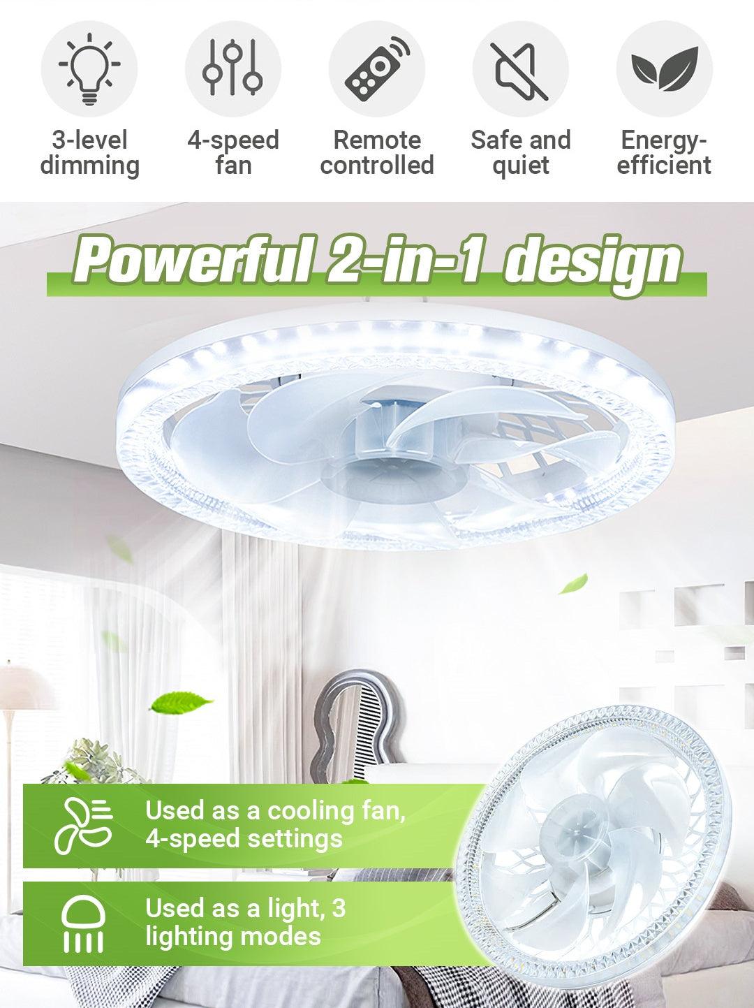 2-in-1 Mute Adjustable Fan Light with Remote Control