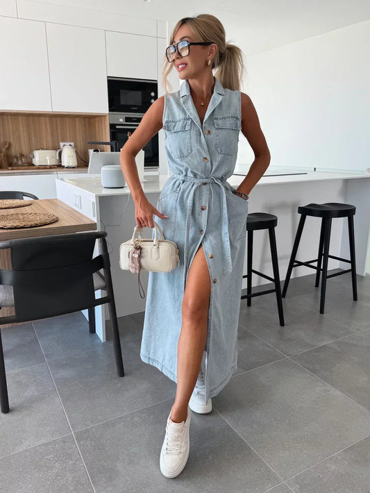 🔥2025 NEW SALES 49% OFF💥Solid Button Pocket Denim Dress