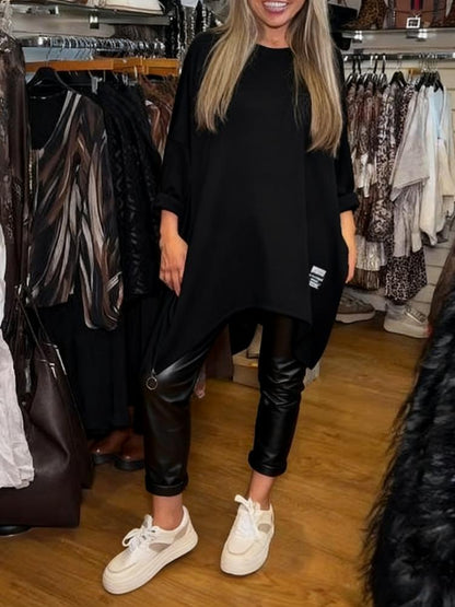 🔥Limited-time offer-Irregular Loose Top & Solid Color Pants Two-Piece Set