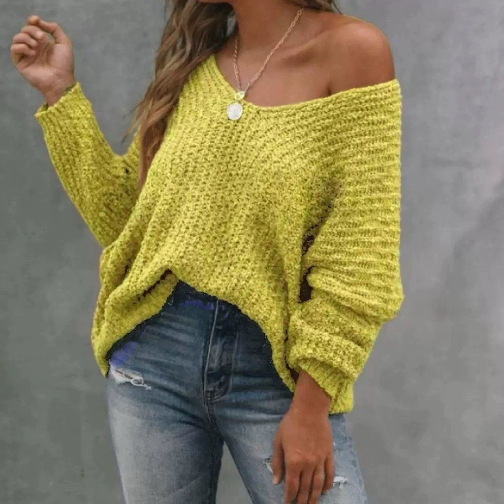 🔥Hot Sale 49% OFF🔥Women's Plain Drop Shoulder V Neck Sweater