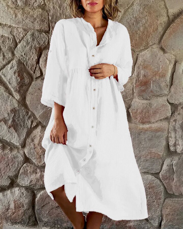 Women's Loose Cotton Shirt Dress