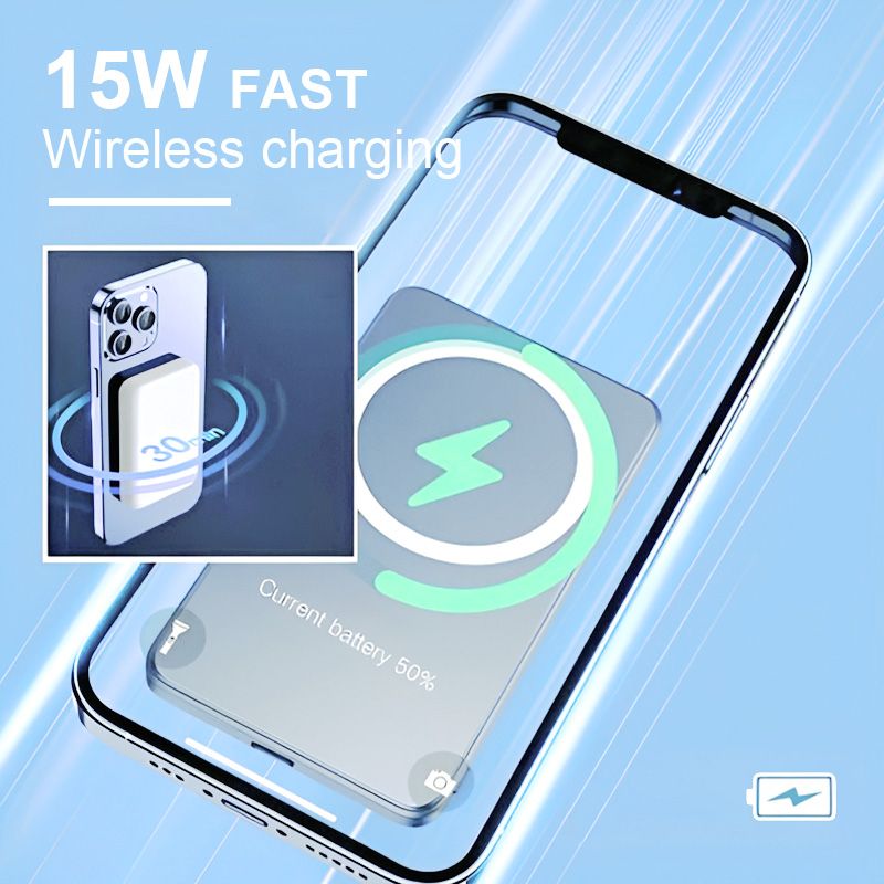🔋 50% OFF NOW! ⚡ Fast Charge Portable Wireless Magnetic Power Bank – 15W Fast Charging, Strong Magnetic Adsorption & High Capacity 📱