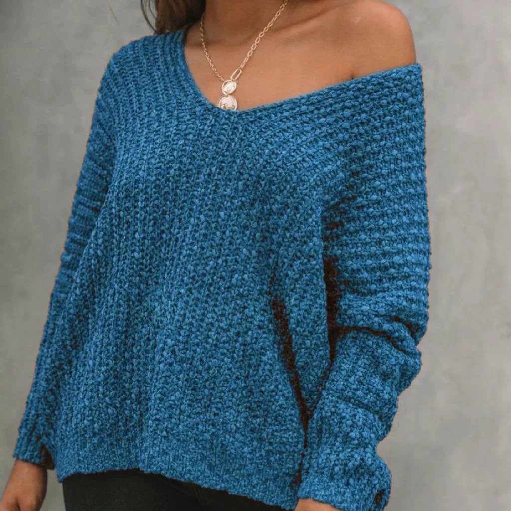 🔥Hot Sale 49% OFF🔥Women's Plain Drop Shoulder V Neck Sweater