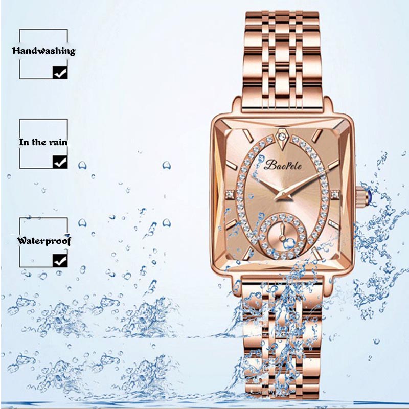 🎅Christmas Special Price 🎄💎Fashion Square Ladies Rose Gold Diamond Watch