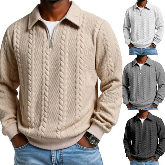 🔥New Arrivals Offer🔥—Men's Casual Half-Zip Cable-Knit Sweater