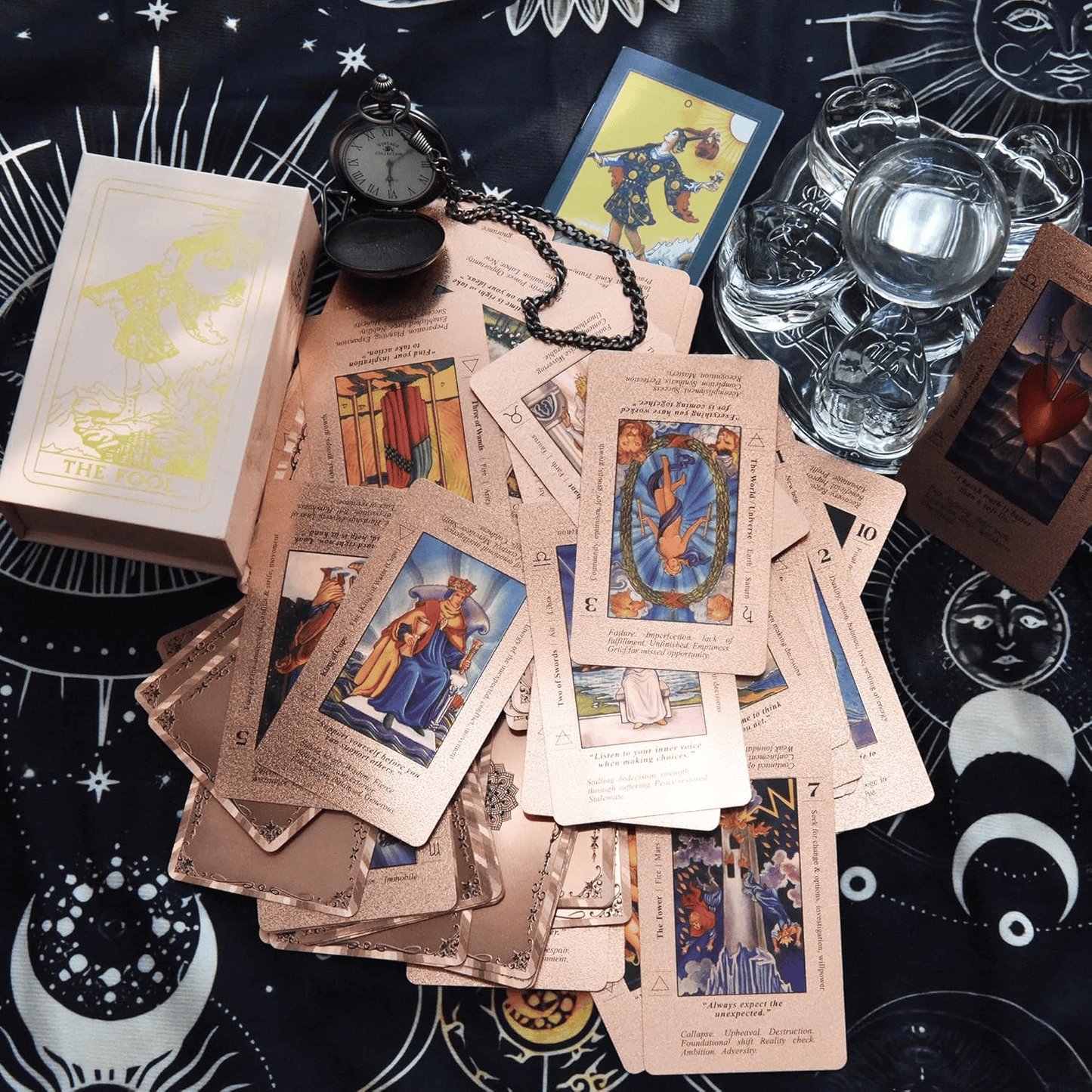 🔮40% OFF NOW! ✨ Witchy Cauldron Tarot Card Set – Rose Gold Accents, Complete Guide Book & Velvet Pouch 🎴📖