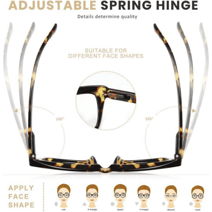 🎁Last Day✨👓Tortoiseshell Reading Glasses – Blue Light Blocking Oversized Square Readers