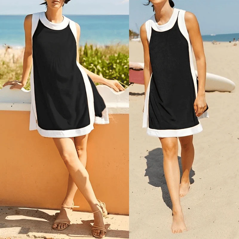 Women's Casual Color Block Sleeveless Tops Matching Shorts