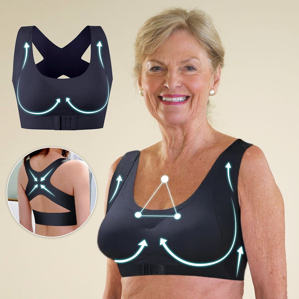📢📢70 %  OFF !! ⏰Front Closure Cross-Back Wireless Posture Bra