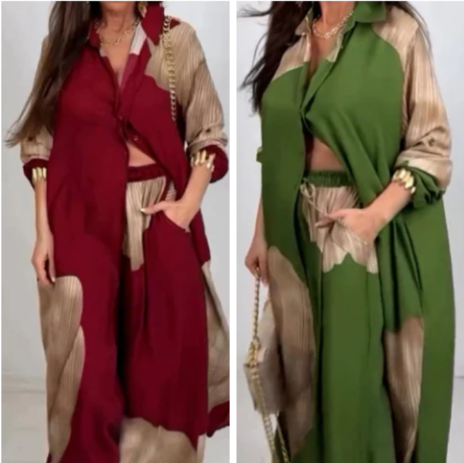 🩷Summer Special Offer🌼Full Button Down Long Shirt & Drawstring Pants Set