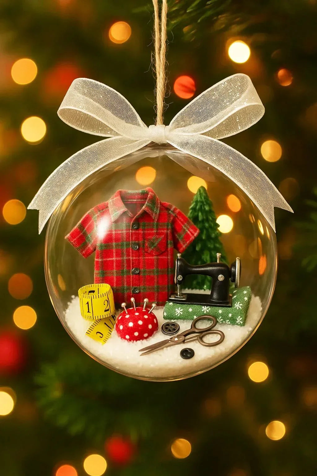 Holiday Sewing Snow Globe Ornament
