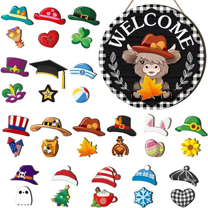🍁Early Christmas Sale 49% OFF🎄Interchangeable Wooden Gnome Welcome Sign🎈