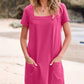 🎉🛍️Summer Specials👗Women's Casual Square Neck Pocket Short Sleeve Dress with Pockets
