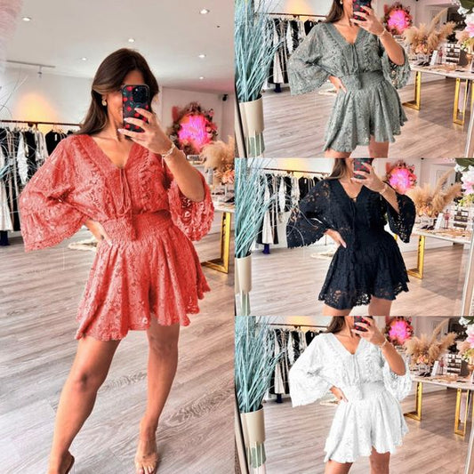 💕Limited Sale 50% OFF💕Casual Short V-Neck Lace Suit