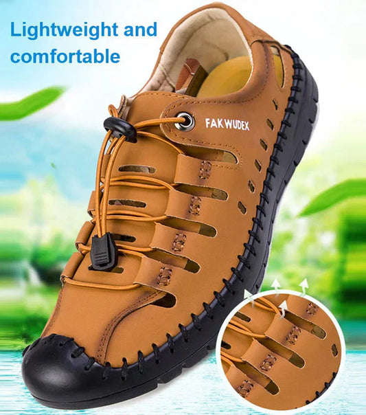 🔥Aviator Wrapped Toe Hollow Leather Sandals👞