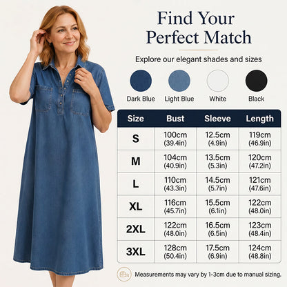 👗 49% OFF NOW! 👖 Casual Pocket Denim Midi Shirt Dress – Soft denim & relaxed fit – Functional pockets, perfect for everyday casual – comfortable and versatile ✨🌸