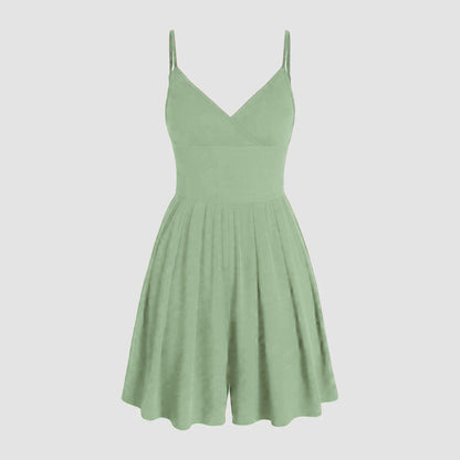 ☀️Summer Essential-Limited Time Low Price💕Women's Casual Adjustable  Plain Backless Wrap Cami Romper
