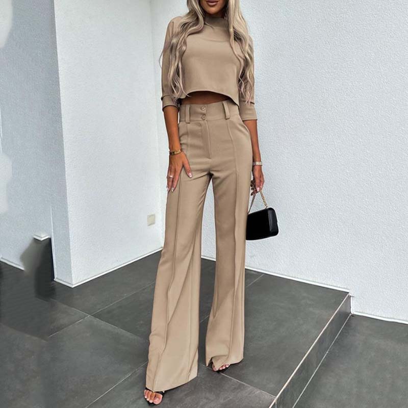 🔥New Arrival💖Women's Elegant Crop Top & Wide-Leg Pants Set👖