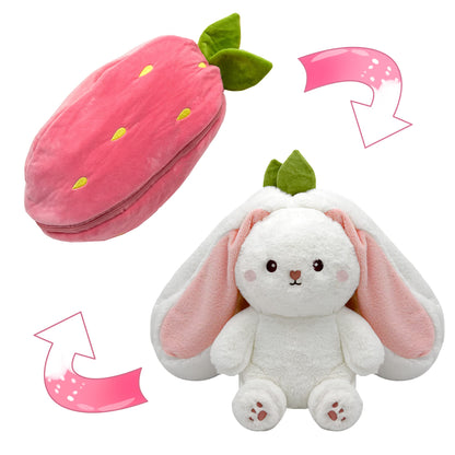 🎁EASTER SALE – ONLY £9.99!!🐰🎉50K+ SOLD!🍓🐰 50% OFF! Strawberry Bunny Plush – Transforms into little rabbit! Soft, cute & cuddly. Perfect gift for kids or grandkids. 🎀✨