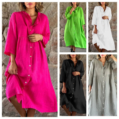 Women's Loose Cotton Shirt Dress