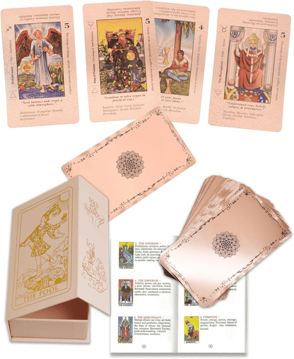 🔮40% OFF NOW! ✨ Witchy Cauldron Tarot Card Set – Rose Gold Accents, Complete Guide Book & Velvet Pouch 🎴📖