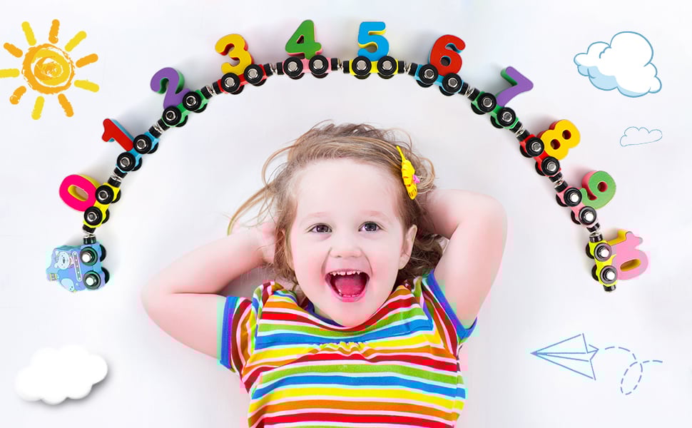 🔥Numbers And Letters Magnetic Train Puzzle Wooden Toy Car
