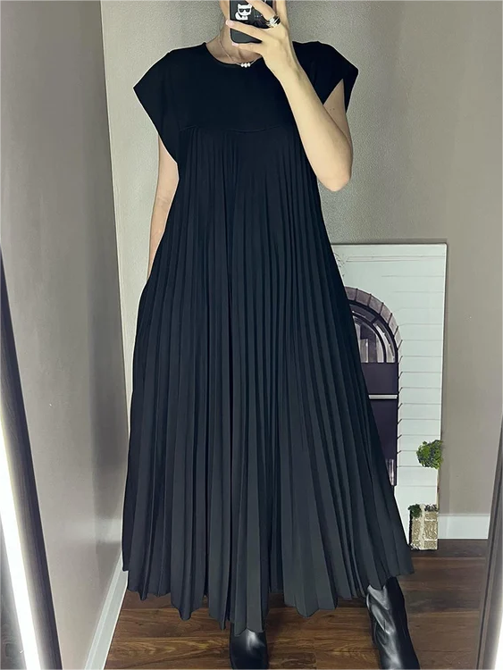 🎉Hot Sale 49% OFF🎉Sleeveless Pleated Simple Solid Color Dress