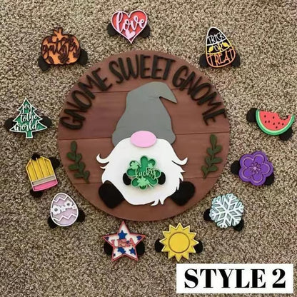 🍁Early Christmas Sale 49% OFF🎄Interchangeable Wooden Gnome Welcome Sign🎈