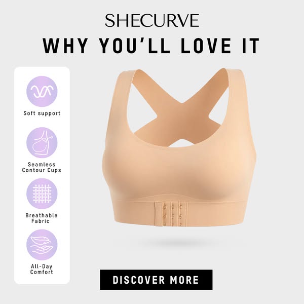 📢📢70 %  OFF !! ⏰Front Closure Cross-Back Wireless Posture Bra