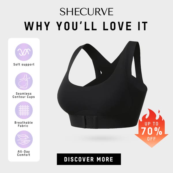 📢📢70 %  OFF !! ⏰Front Closure Cross-Back Wireless Posture Bra