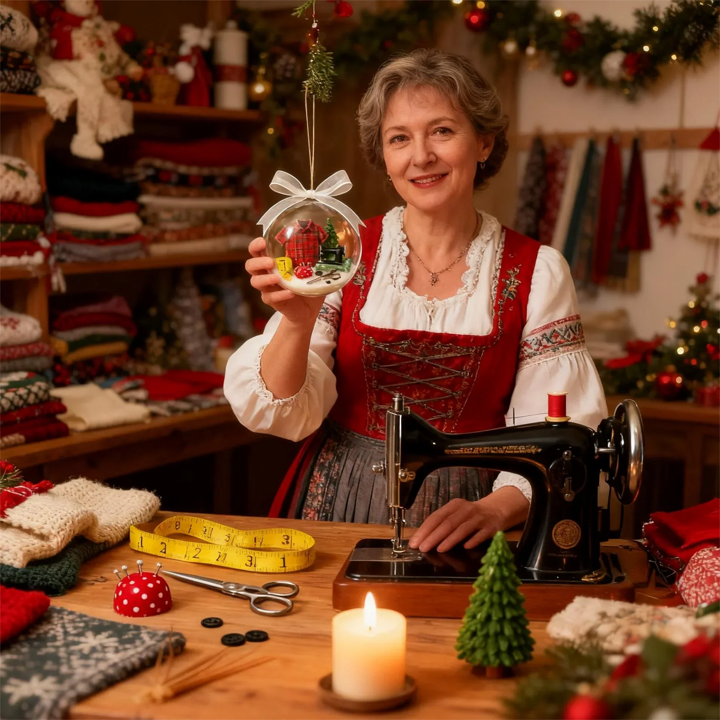 Holiday Sewing Snow Globe Ornament