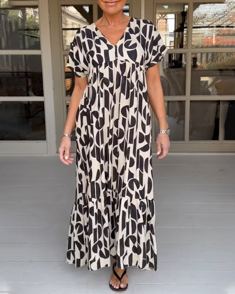 V neck short sleeve dress