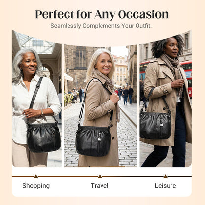 🎀2026 New Arrival🔥Casual Pleated Bucket Soft Leather Handbag Shoulder Bag