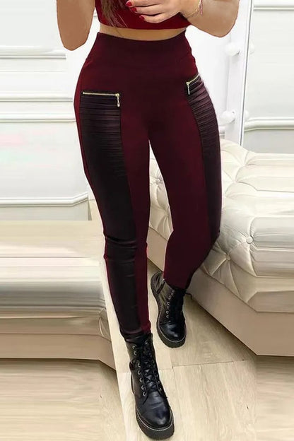 🔥Hot Sale 49% Off🔥Leather Pants With Contrasting Trim And Zipper