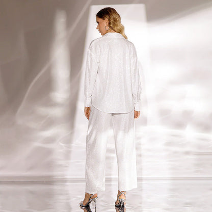 ✨Sequin Blazer And Wide Trousers For Women (3-piece Set)