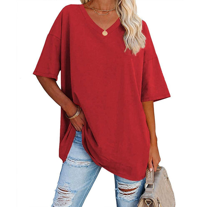 Hot Sale🔥Women's Comfortable Breathable Cotton V-Neck T-Shirt