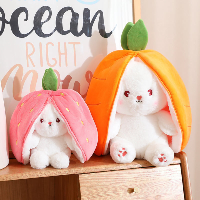 🎁EASTER SALE – ONLY £9.99!!🐰🎉50K+ SOLD!🍓🐰 50% OFF! Strawberry Bunny Plush – Transforms into little rabbit! Soft, cute & cuddly. Perfect gift for kids or grandkids. 🎀✨