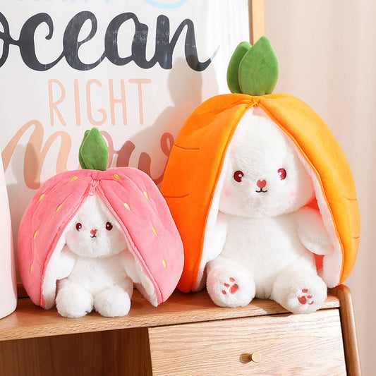 🎁EASTER SALE – ONLY £9.99!!🐰🎉50K+ SOLD!🍓🐰 50% OFF! Strawberry Bunny Plush – Transforms into little rabbit! Soft, cute & cuddly. Perfect gift for kids or grandkids. 🎀✨