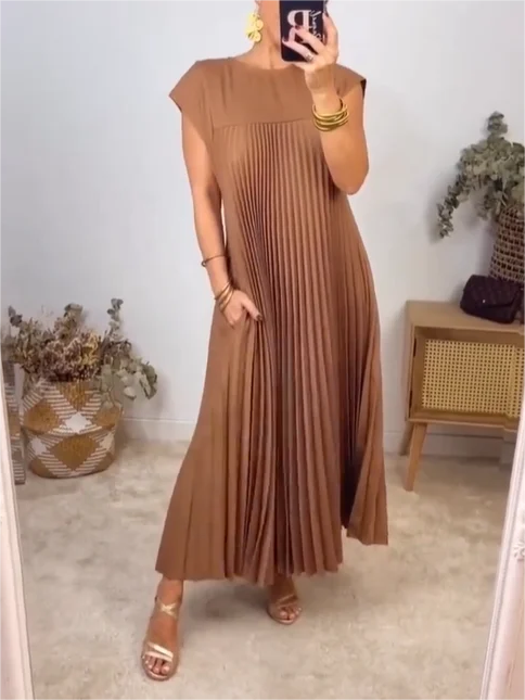 🎉Hot Sale 49% OFF🎉Sleeveless Pleated Simple Solid Color Dress