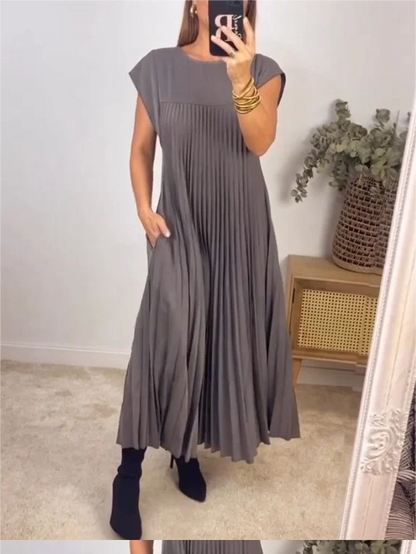 🎉Hot Sale 49% OFF🎉Sleeveless Pleated Simple Solid Color Dress