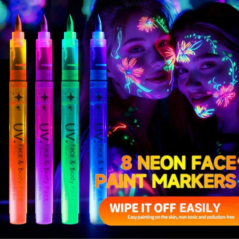 🎁Year-End Sale Only £10.96!!⚡50K+ SOLD!🏆UV Glow Face and Body Paint Markers Set