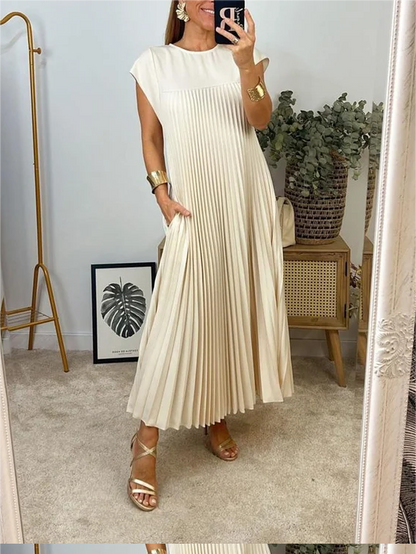 🎉Hot Sale 49% OFF🎉Sleeveless Pleated Simple Solid Color Dress