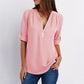 🔥Women's V-Neck Zip Large Size Adjustable Cuff Chiffon Shirt
