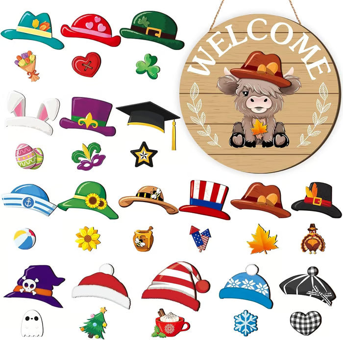 🍁Early Christmas Sale 49% OFF🎄Interchangeable Wooden Gnome Welcome Sign🎈