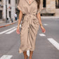 Real silk satin shirt dress