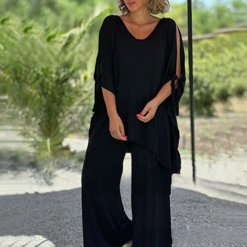 💝NEW SALES - 50% OFF💝 Women's 2 Piece Outfits Causal Loose Top & Wide Leg Pants