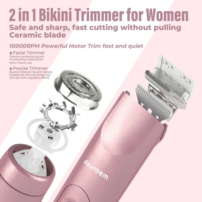 💜52 % OFF !!💜Bikini Trimmer for Women, Electric Shaver and Razor Rechargess Trimming eable 2-in-1, IPX7 Waterproof