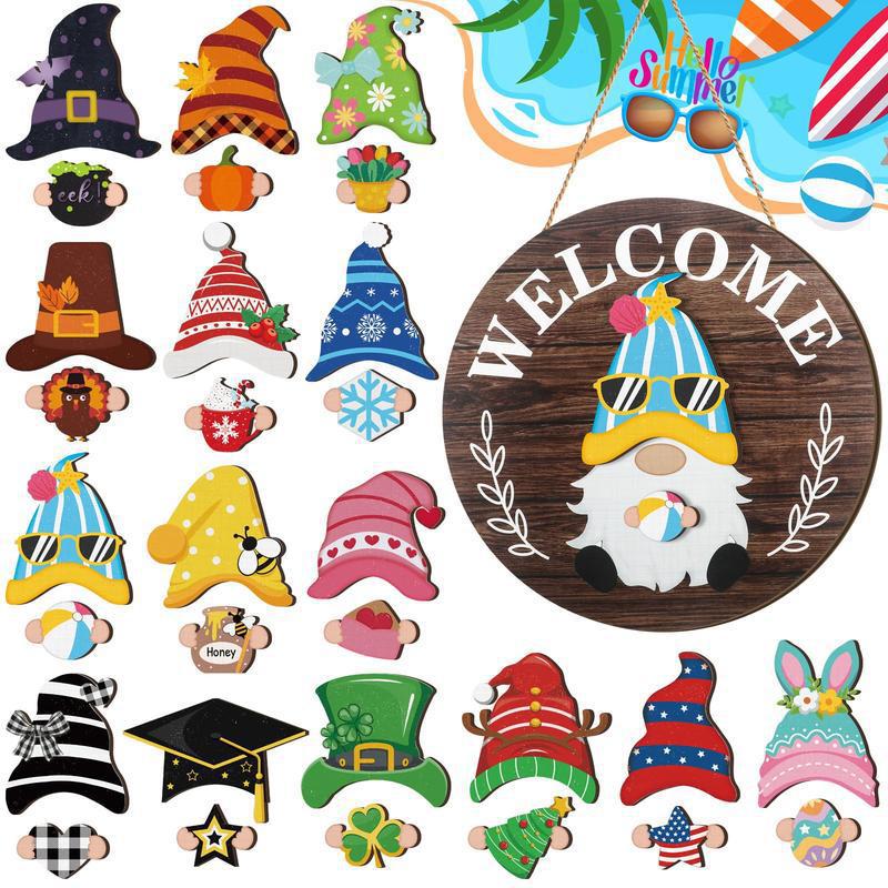 🍁Early Christmas Sale 49% OFF🎄Interchangeable Wooden Gnome Welcome Sign🎈